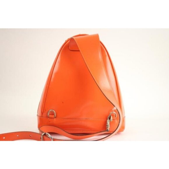 Gucci Orange Patent Messenger Two Way Backpack Triangular With Pocket